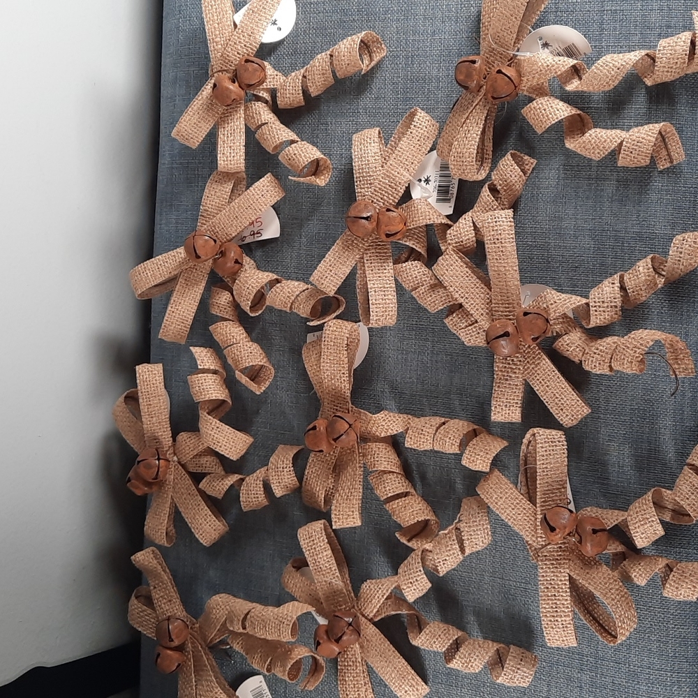 Burlap Bell Bow Rustic Accent Ornament Country Wedding Gift Decoration Set Bulk